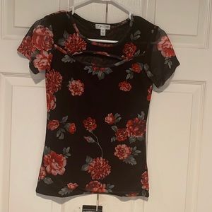 Chiffon stretch cut out top